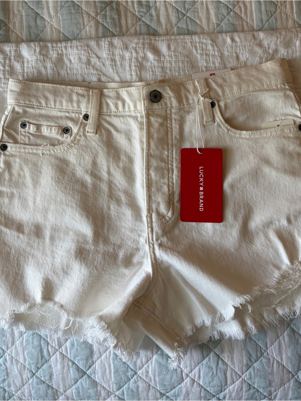 Lucky Brand White Denim Frayed Hem Cutoff Shorts